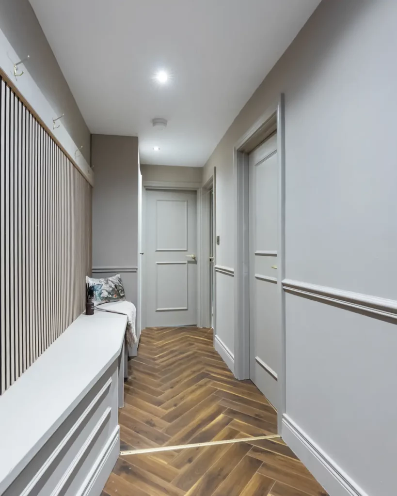 Entrance hall of apt 1 Front hall way of serviced accommodation renovation