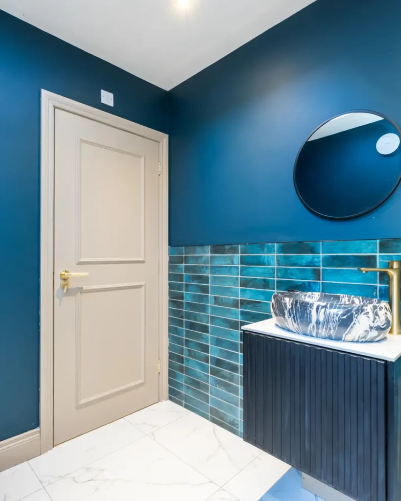 Apartment 2 shower room Front hall way of serviced accommodation renovation