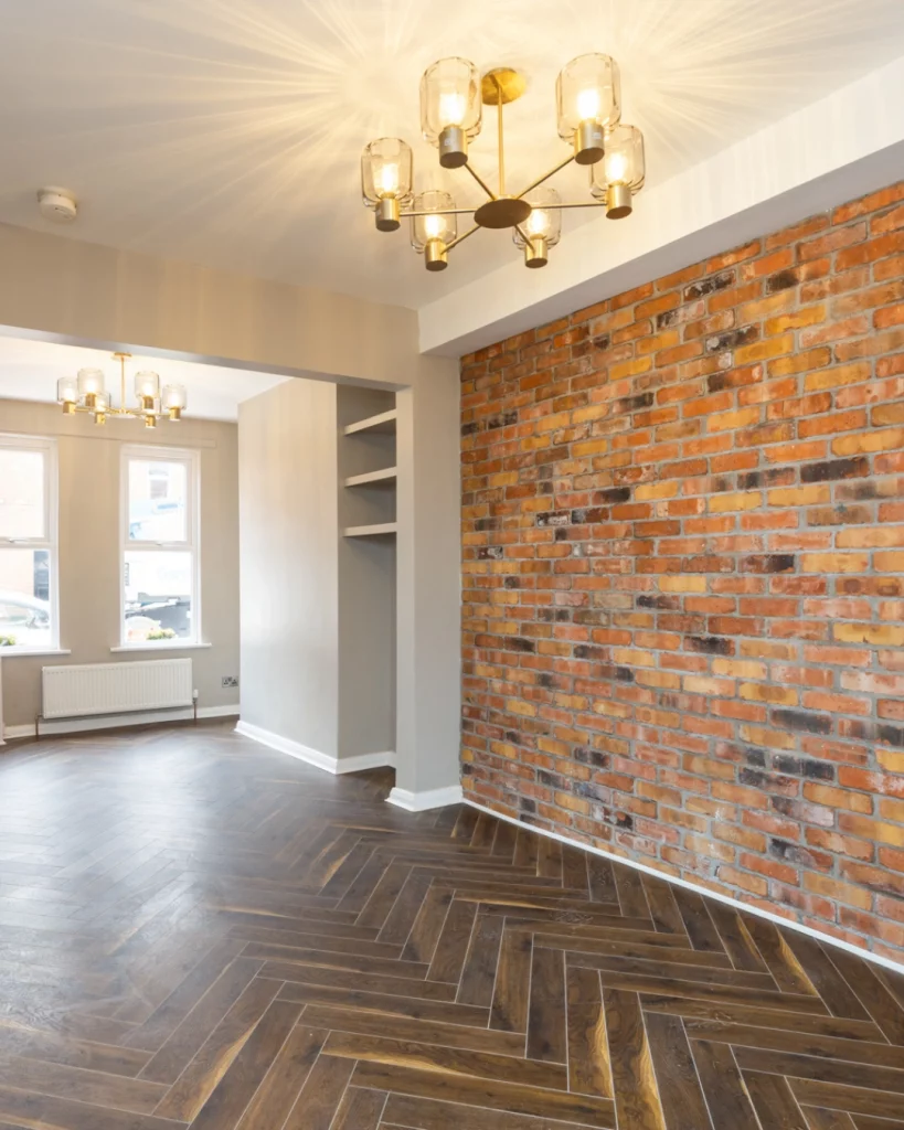 Feature exposed brick wall created in reception area